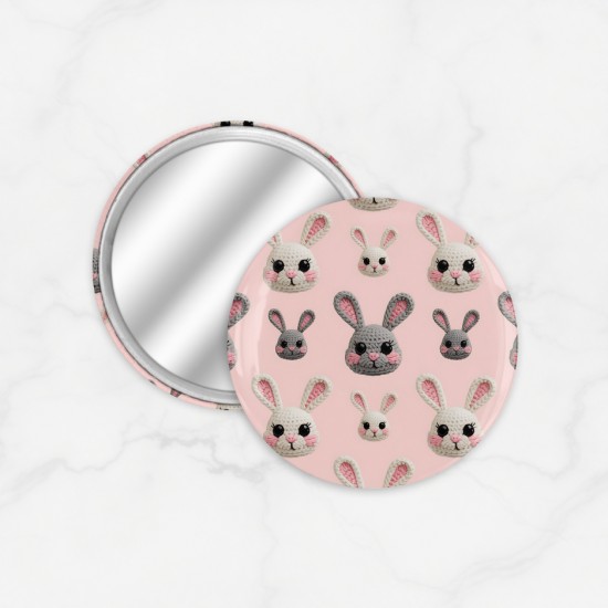 Cermin Bulat Crochet Cute Bunny Pattern | Kaca Cermin Make Up Mini 